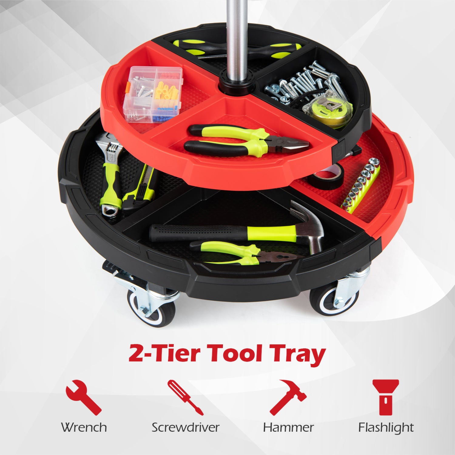 Rolling Mechanic Stool, Cushioned Seat, 5 Wheels, 330 Lbs, Red Garages at Gallery Canada