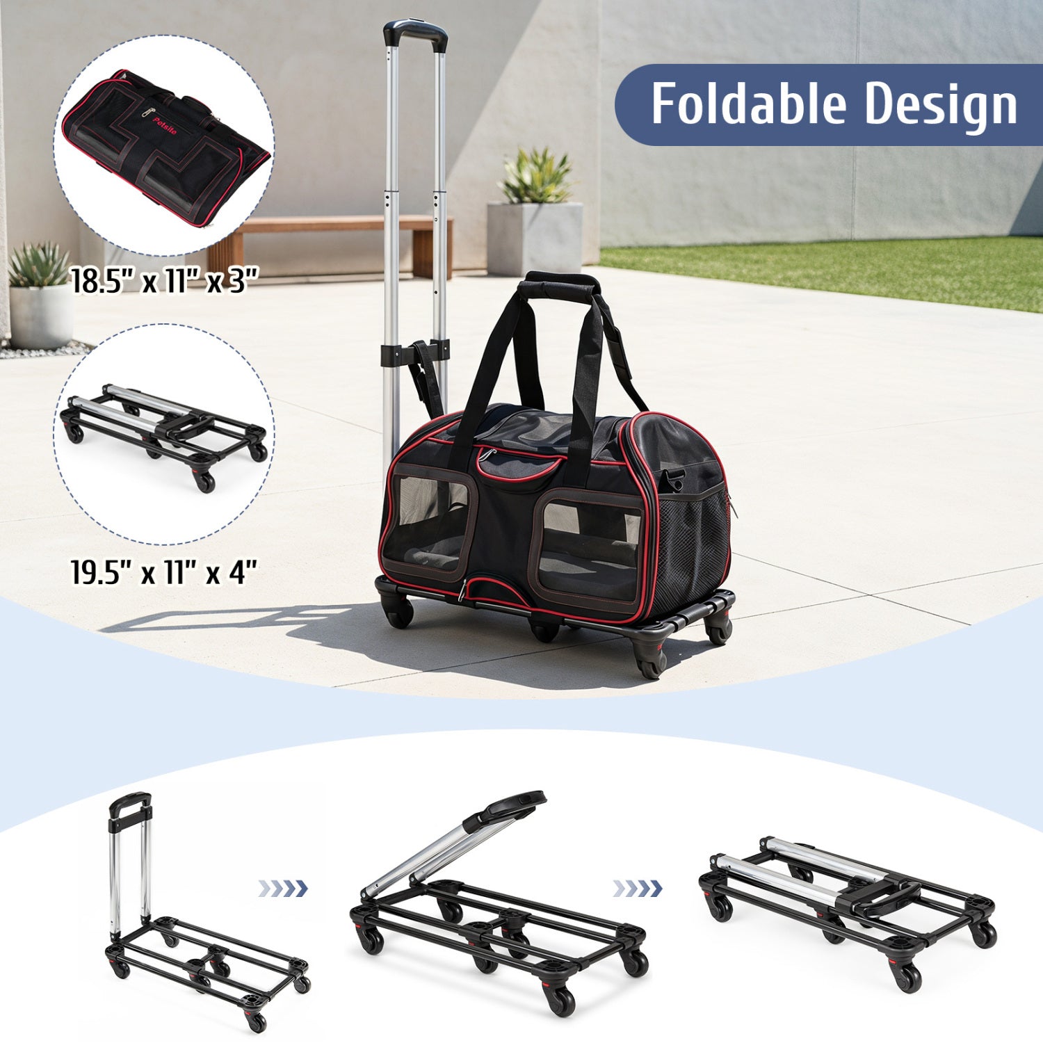 Rolling Pet Carrier With Wheels, Red Pet Gate at Gallery Canada