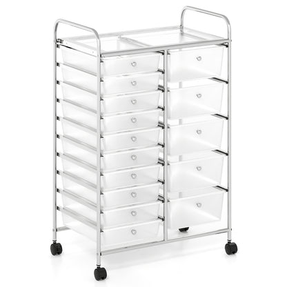 15-Drawer Rolling Storage Cart, Metal Frame, Transparent, Chrome File Cabinets at Gallery Canada