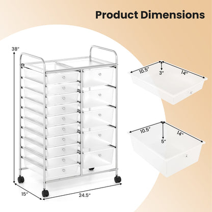 15-Drawer Rolling Storage Cart, Metal Frame, Transparent, Chrome File Cabinets at Gallery Canada