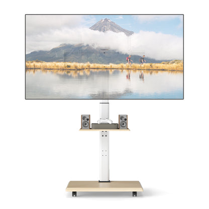 Rolling TV Stand on Wheels Mobile TV Cart for 32-75 Inch TVs Portable AV Cart, Natural Entertainment Centers & TV Stands Natural at Gallery Canada