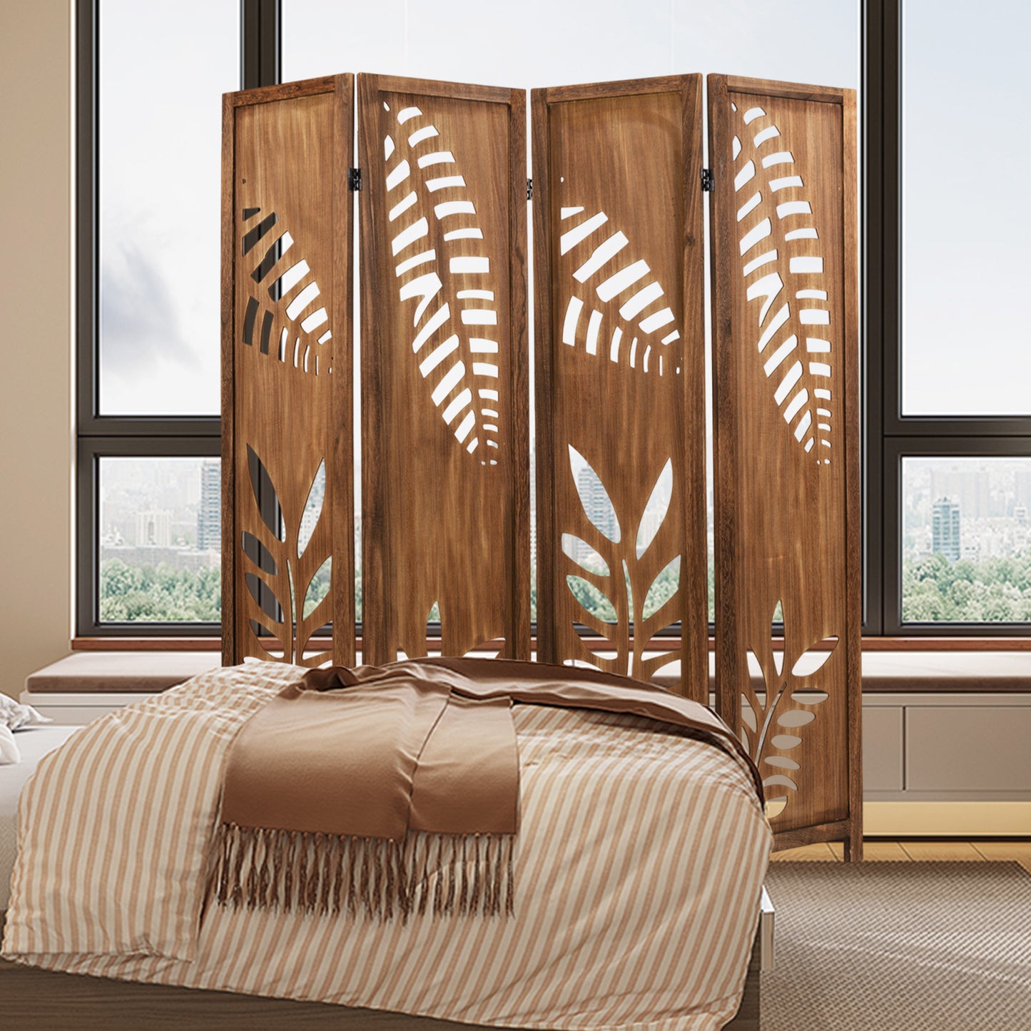 5.6 FT Folding Partition Stand, 4 Panel Room Divider Room Dividers at Gallery Canada