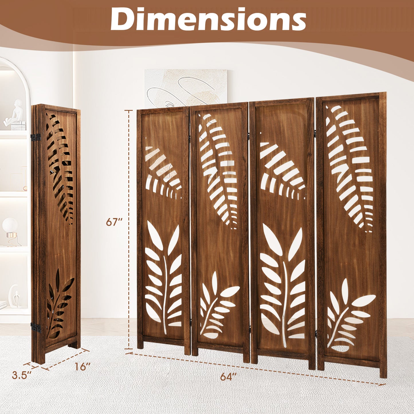 5.6 FT Folding Partition Stand, 4 Panel Room Divider Room Dividers at Gallery Canada