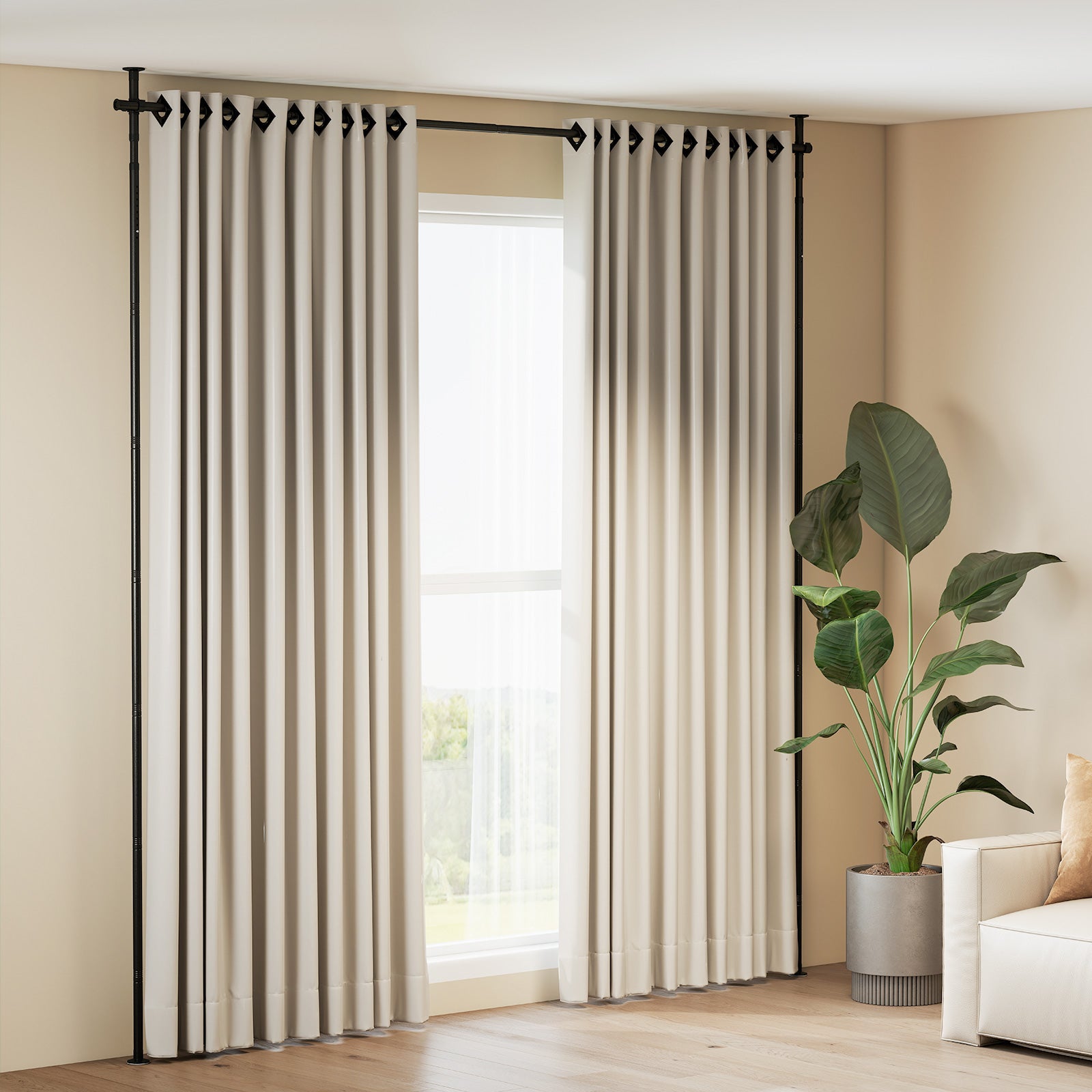 Adjustable Floor To Ceiling Tension Rod, Black Room Dividers Black at Gallery Canada