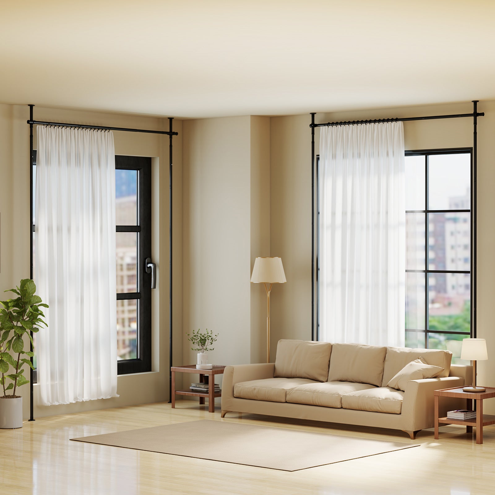 Adjustable Floor To Ceiling Tension Rod, Room Divider Curtain, Black Room Dividers at Gallery Canada