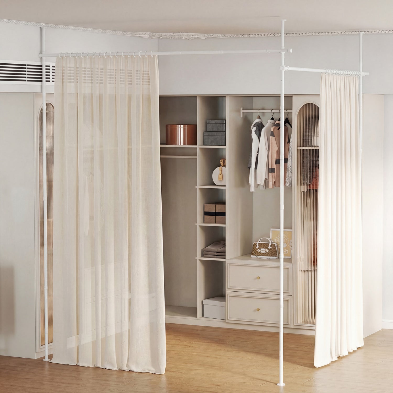 Adjustable Floor To Ceiling Tension Rod, White Room Dividers at Gallery Canada