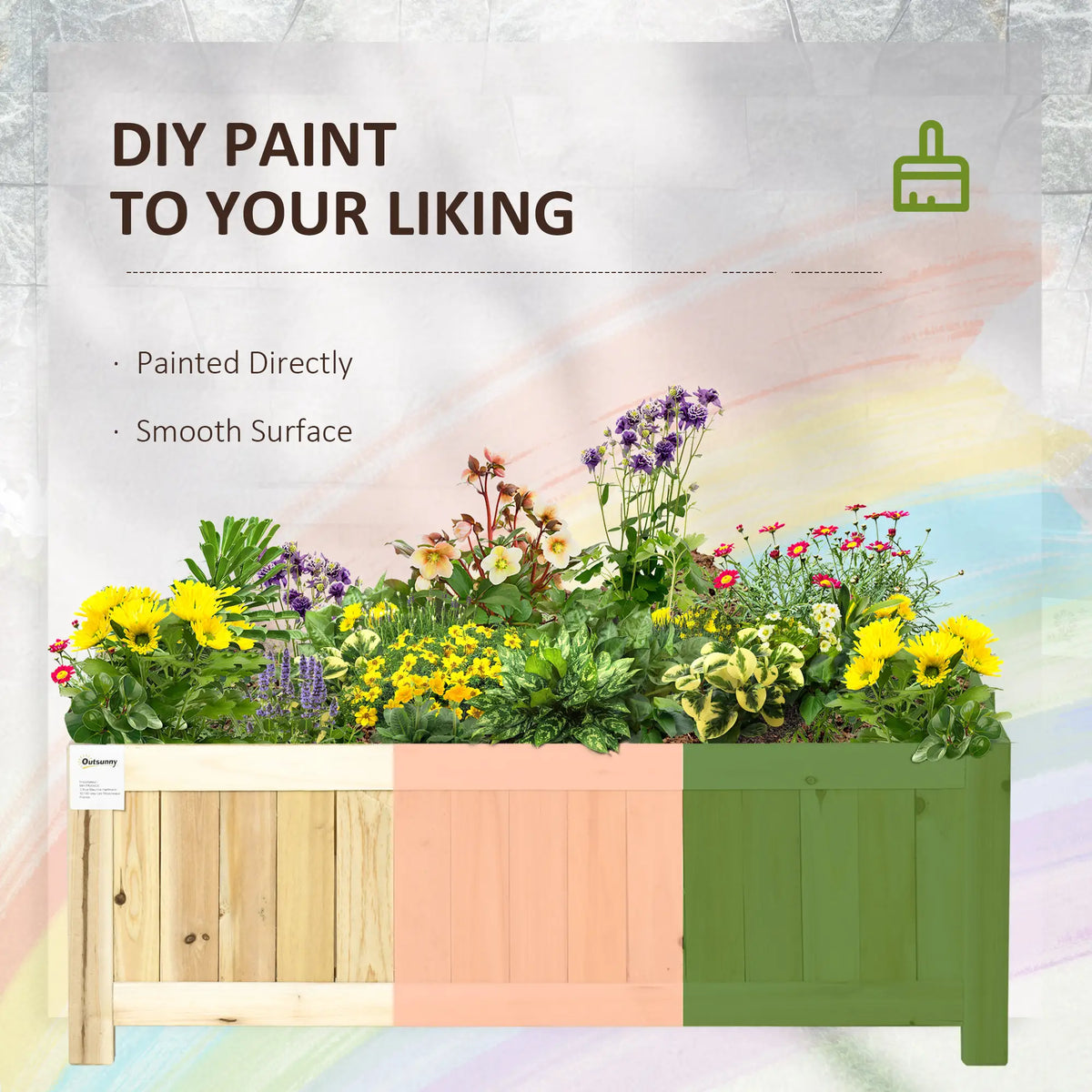 Foldable Elevated Planter Box, Wooden Raised Garden Bed, 27.5 x 11.75, Natural Wooden Planter Boxes at Gallery Canada