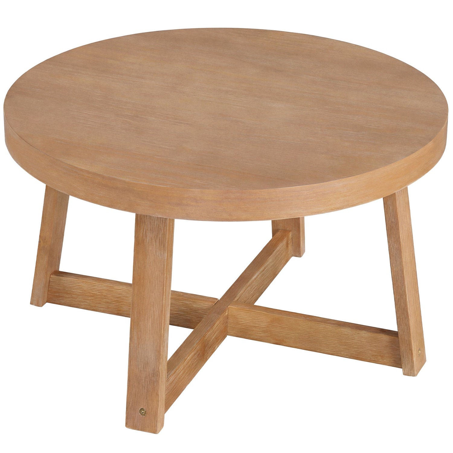 Round Coffee Table for Living Room 30 inch Farmhouse Accent Table with Study Rubber Wood Legs, Yellow Coffee Tables Yellow at Gallery Canada