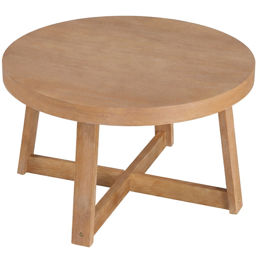 Round Coffee Table for Living Room 30 inch Farmhouse Accent Table with Study Rubber Wood Legs, Yellow Coffee Tables Yellow at Gallery Canada