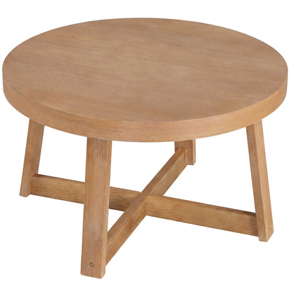 Round Coffee Table for Living Room 30 inch Farmhouse Accent Table with Study Rubber Wood Legs, Yellow Coffee Tables at Gallery Canada