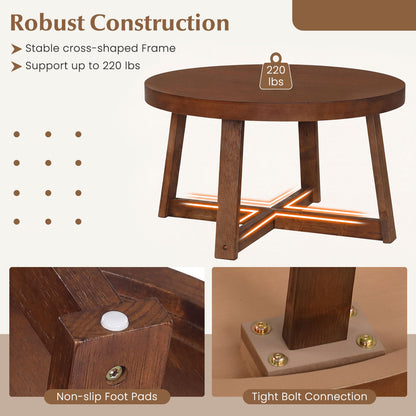 Round Coffee Table 30" Farmhouse Accent Table, Walnut Coffee Tables at Gallery Canada