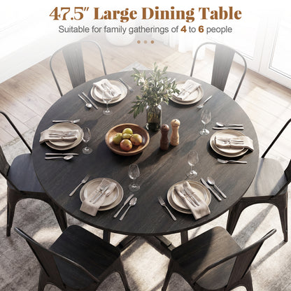 Round Dining Table For 4-6, With Storage Shelf And Metal Legs, Black Dining Tables at Gallery Canada