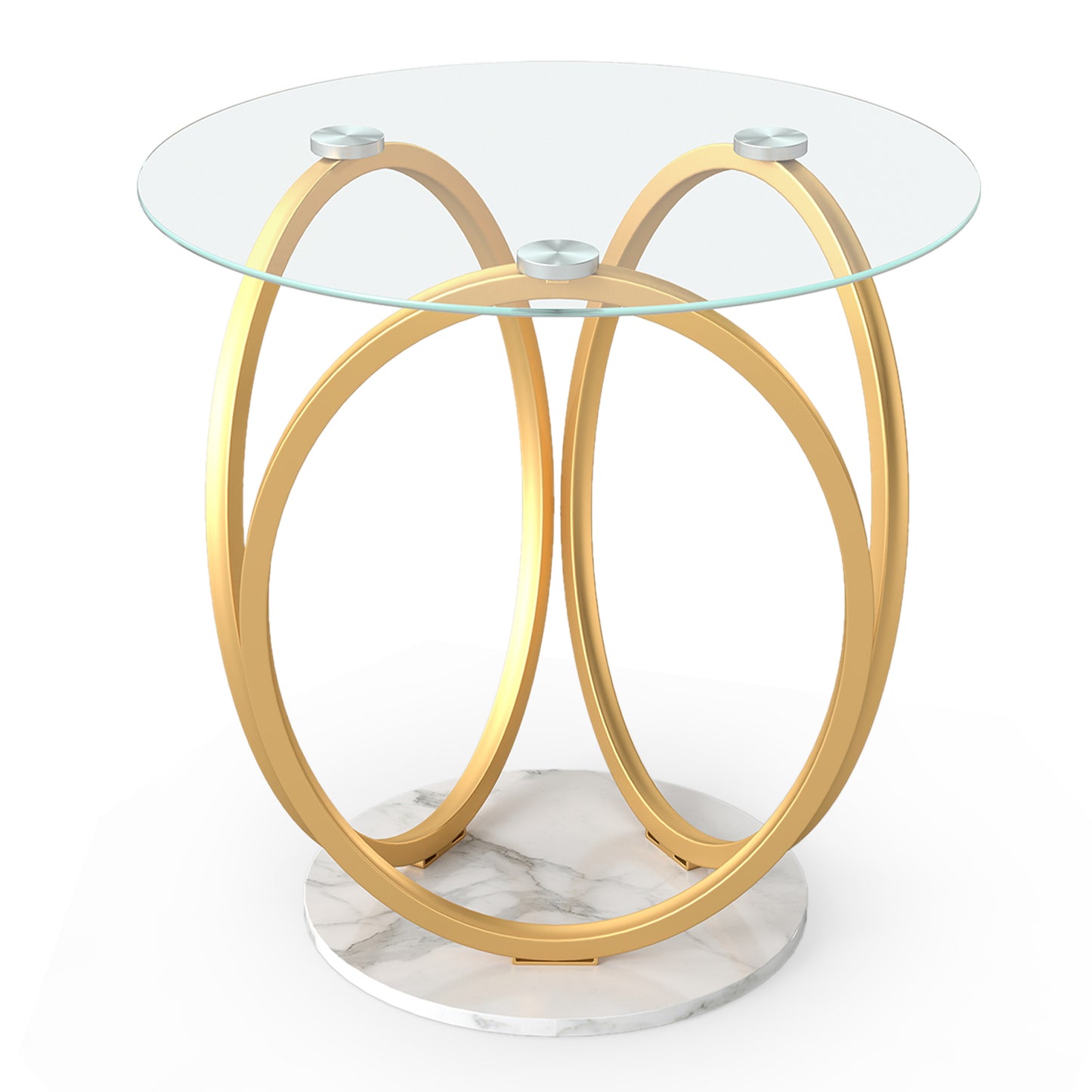 Round End Table, Faux Marble Side Table, Tempered Glass Top, Gold End & Side Tables at Gallery Canada