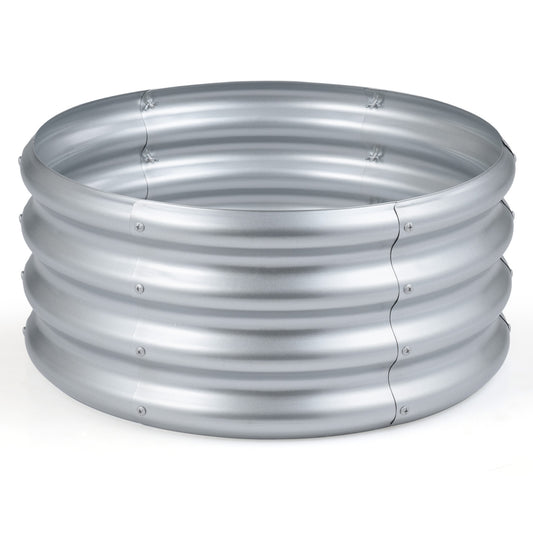 Round Galvanized Raised Garden Bed, Open-Ended Base, S, Silver Raised Garden Beds Silver at Gallery Canada
