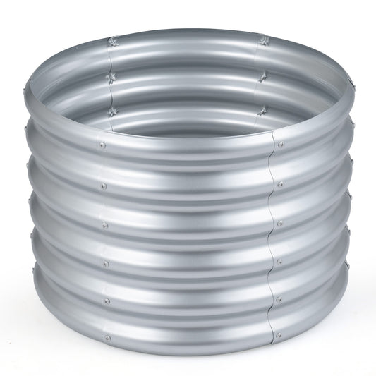 Round Galvanized Raised Garden Bed, Open-Ended Base, Silver Raised Garden Beds Silver at Gallery Canada