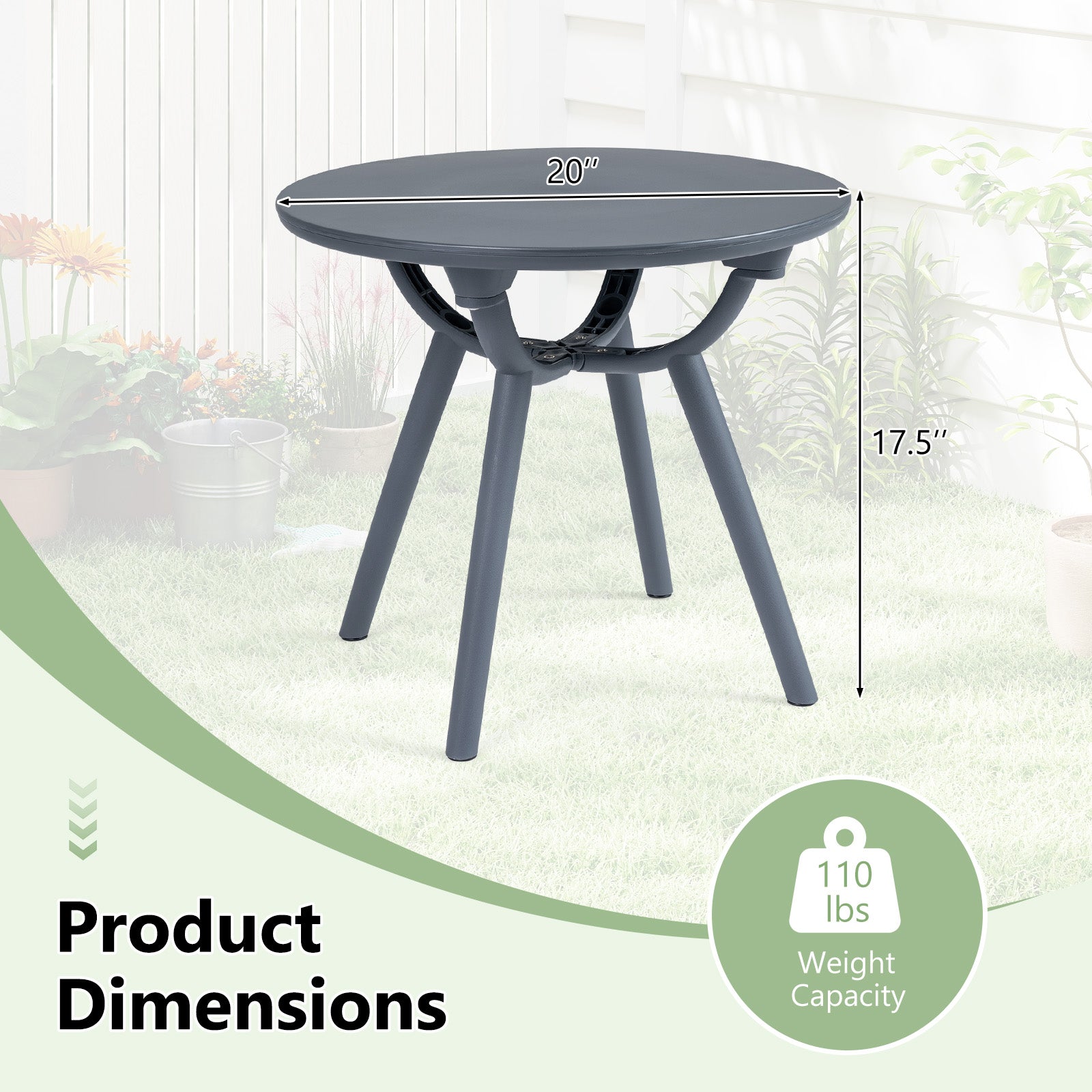 Round Patio Storage Side Table, 1 Piece, Gray Patio Coffee Tables at Gallery Canada