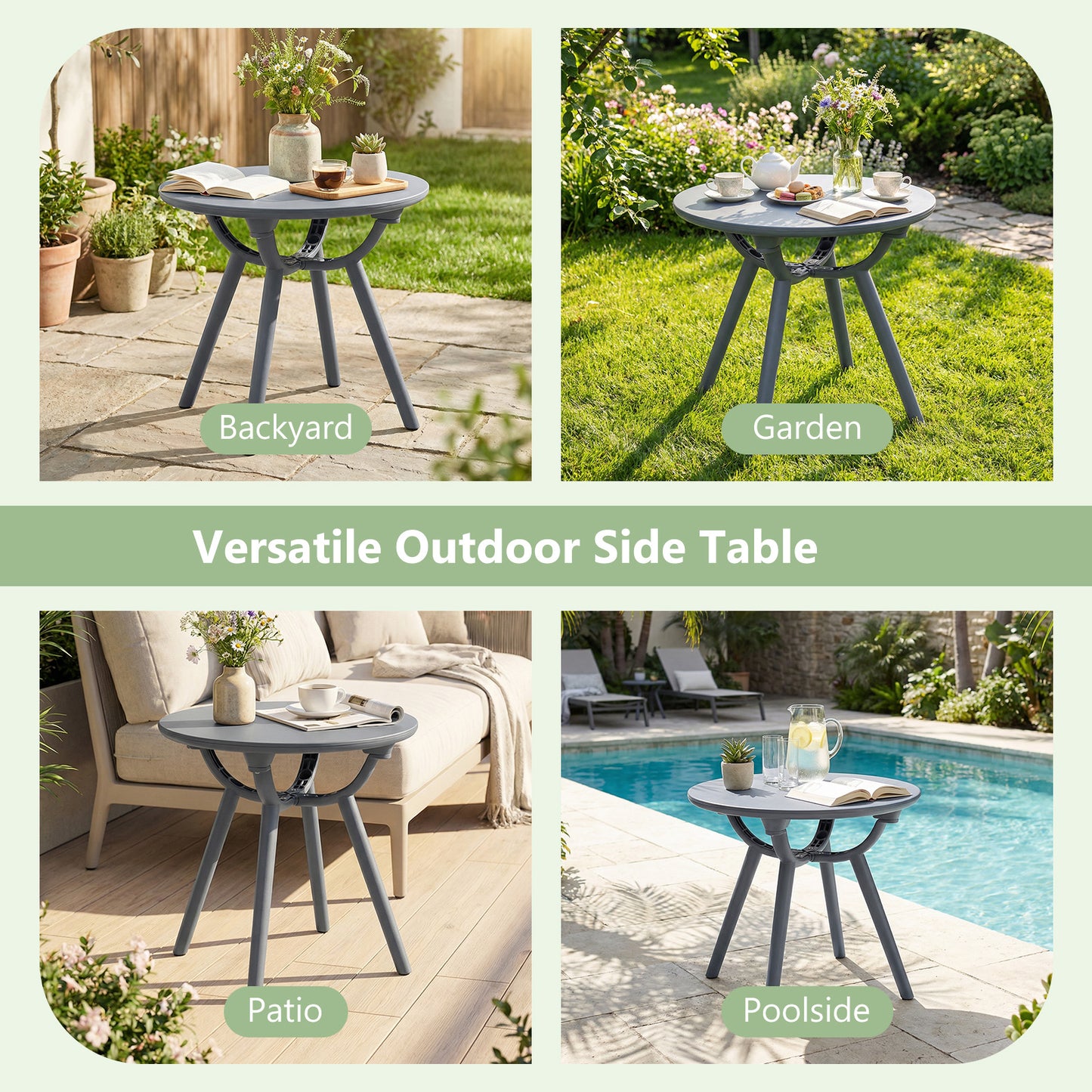 Round Patio Storage Side Table, 1 Piece, Gray Patio Coffee Tables at Gallery Canada