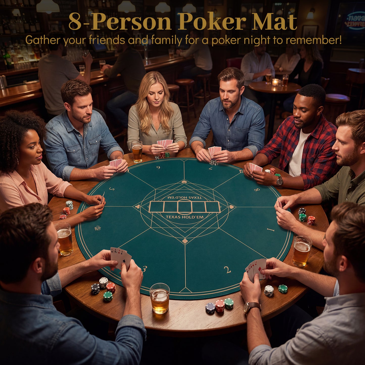 40 Inch Round Poker Mat, Portable Foldable Anti-Slip, Green Game Room at Gallery Canada