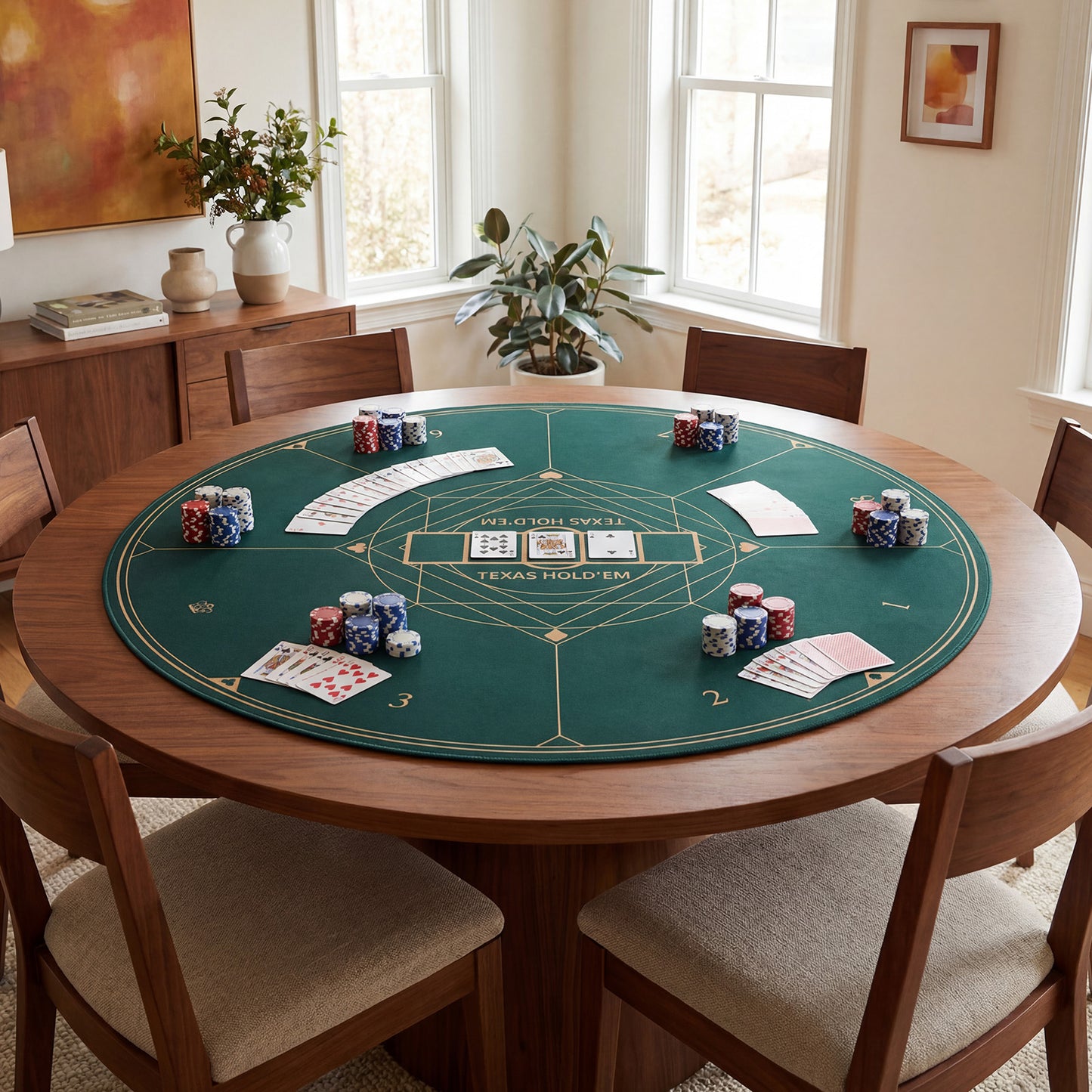 Round Poker Mat, 47", With Carrying Bag For 8 Players, Green Game Room at Gallery Canada