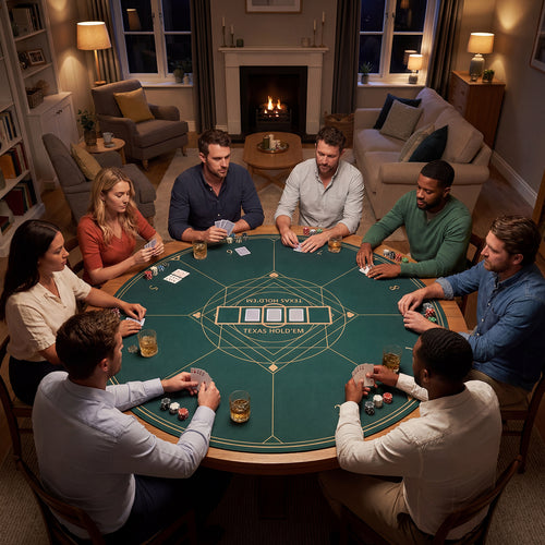 Round Poker Mat, 55 Inch, Portable Foldable Anti-Slip, Green