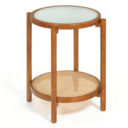 Round Side Table 2-Tier Boho End Table, Walnut End & Side Tables Walnut at Gallery Canada