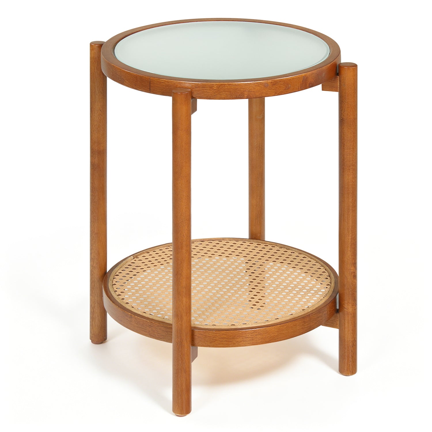 Round Side Table 2-Tier Boho End Table, Walnut End & Side Tables at Gallery Canada