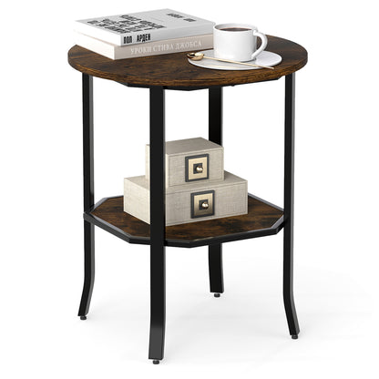 Round Side Table, 2-Tier Storage Shelf, Brown End & Side Tables at Gallery Canada