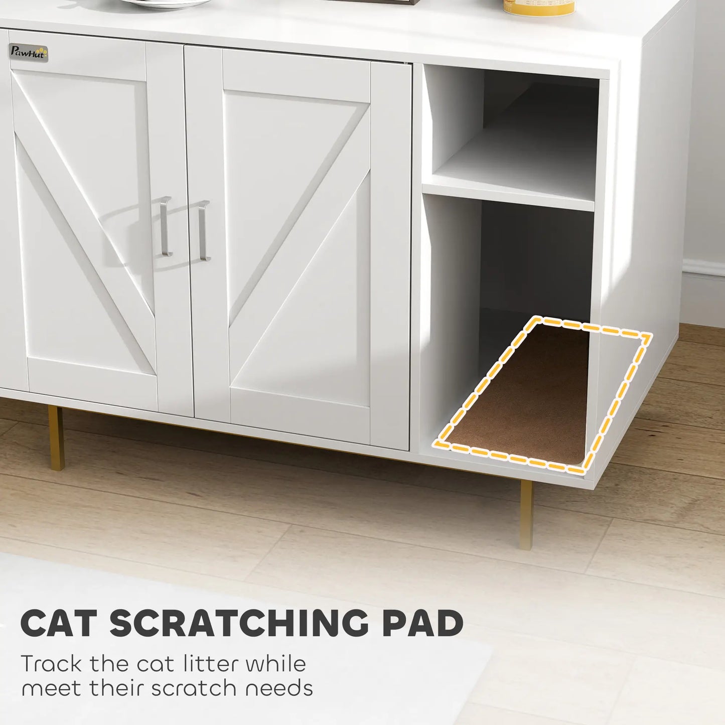 Cat Litter Box Enclosure with Scratching Pad, Storage, 31.5" x 20" x 24" Cat Litter Box Enclosures at Gallery Canada