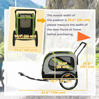 2-in-1 Dog Bike Trailer Pet Stroller, Green Dog Bike Trailers & Strollers at Gallery Canada