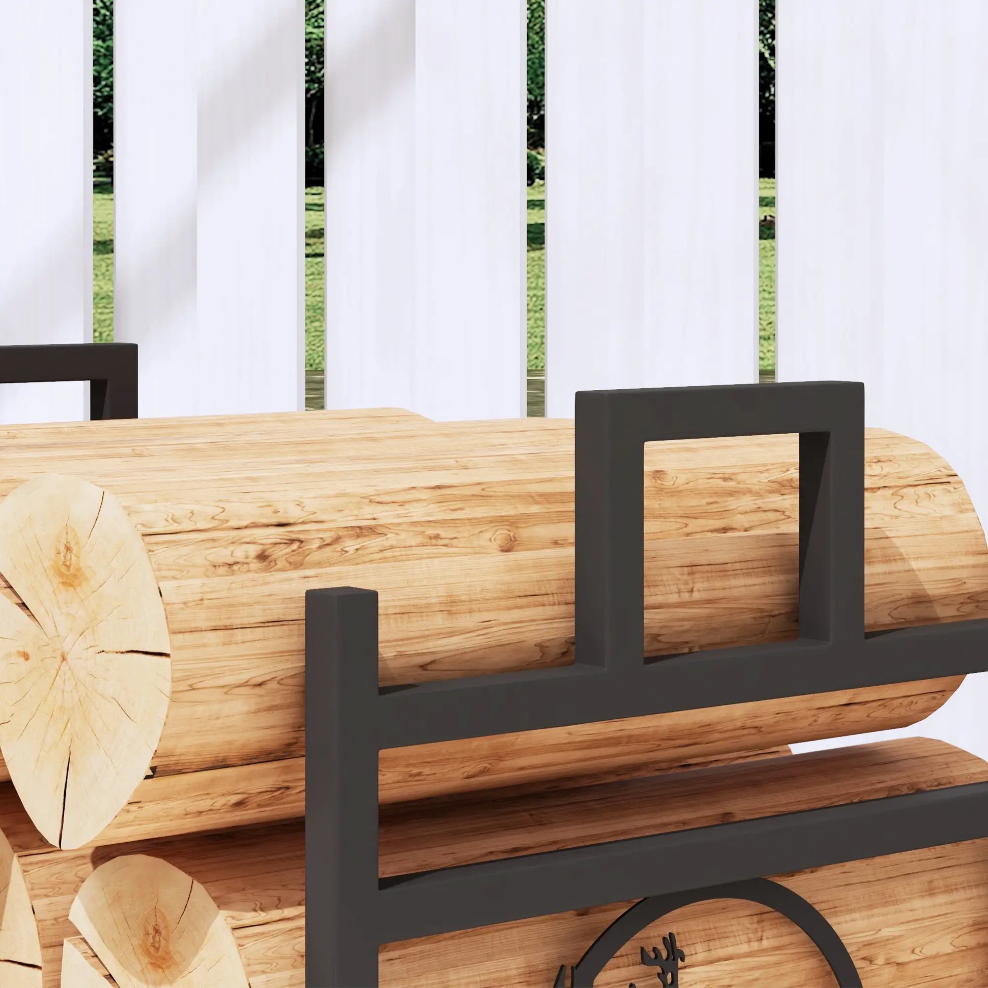 Decorative Firewood Rack, Steel Log Holder, 19.7