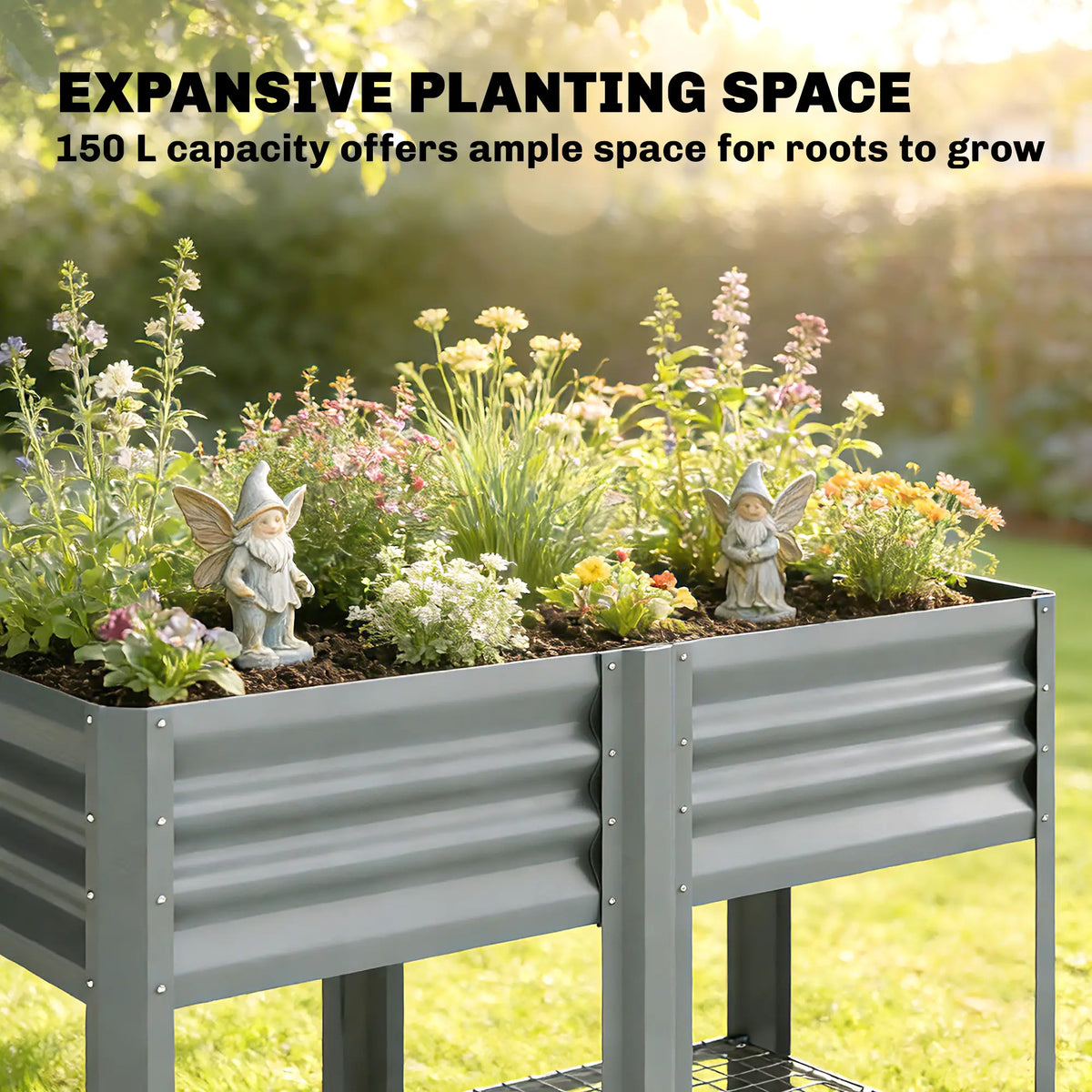 Raised Garden Bed With Legs Storage Shelf 31.5" Silver Grey, Silver Grey Elevated Garden Beds at Gallery Canada