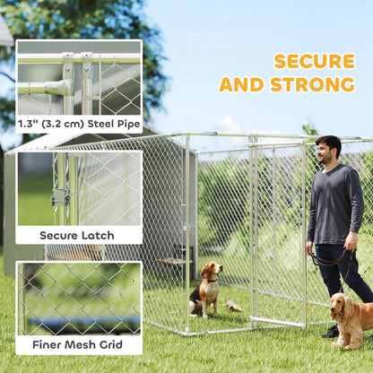 Galvanized Steel Dog Kennel, Waterproof UV-Resistant Cover, 19.7' x 7.5' x 7.5' Houses, Kennels & Pens at Gallery Canada