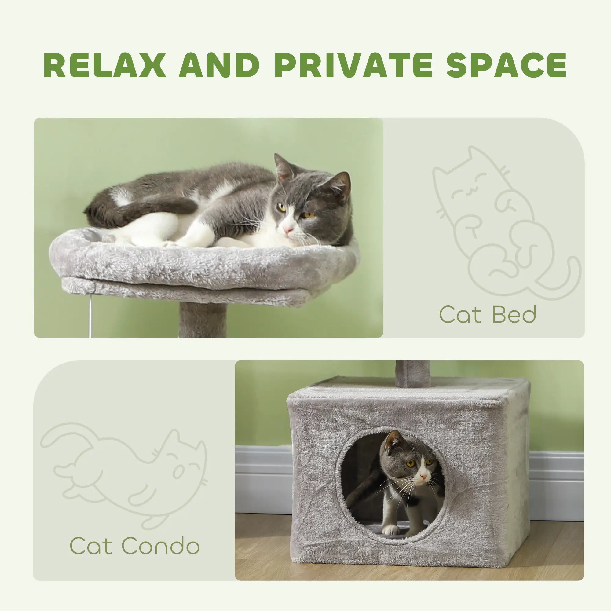 53 Cat Tree, Scratching Posts, Condo, Beds, Platforms, Light Grey Cat Towers at Gallery Canada