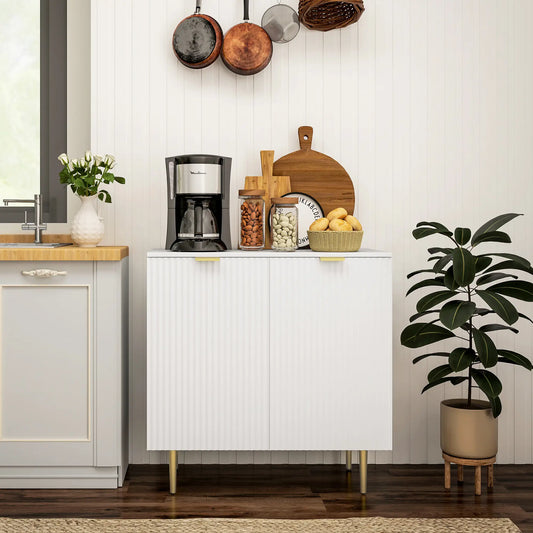 Modern Kitchen Storage Cabinet, Adjustable Shelves, Metal Legs, White Bar Cabinets White at Gallery Canada