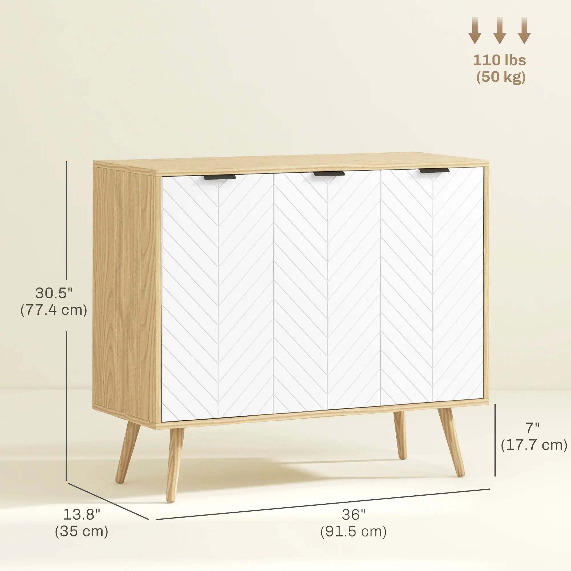 Modern Sideboard, Dining Cabinet with Adjustable Shelves, Natural Bar Cabinets at Gallery Canada