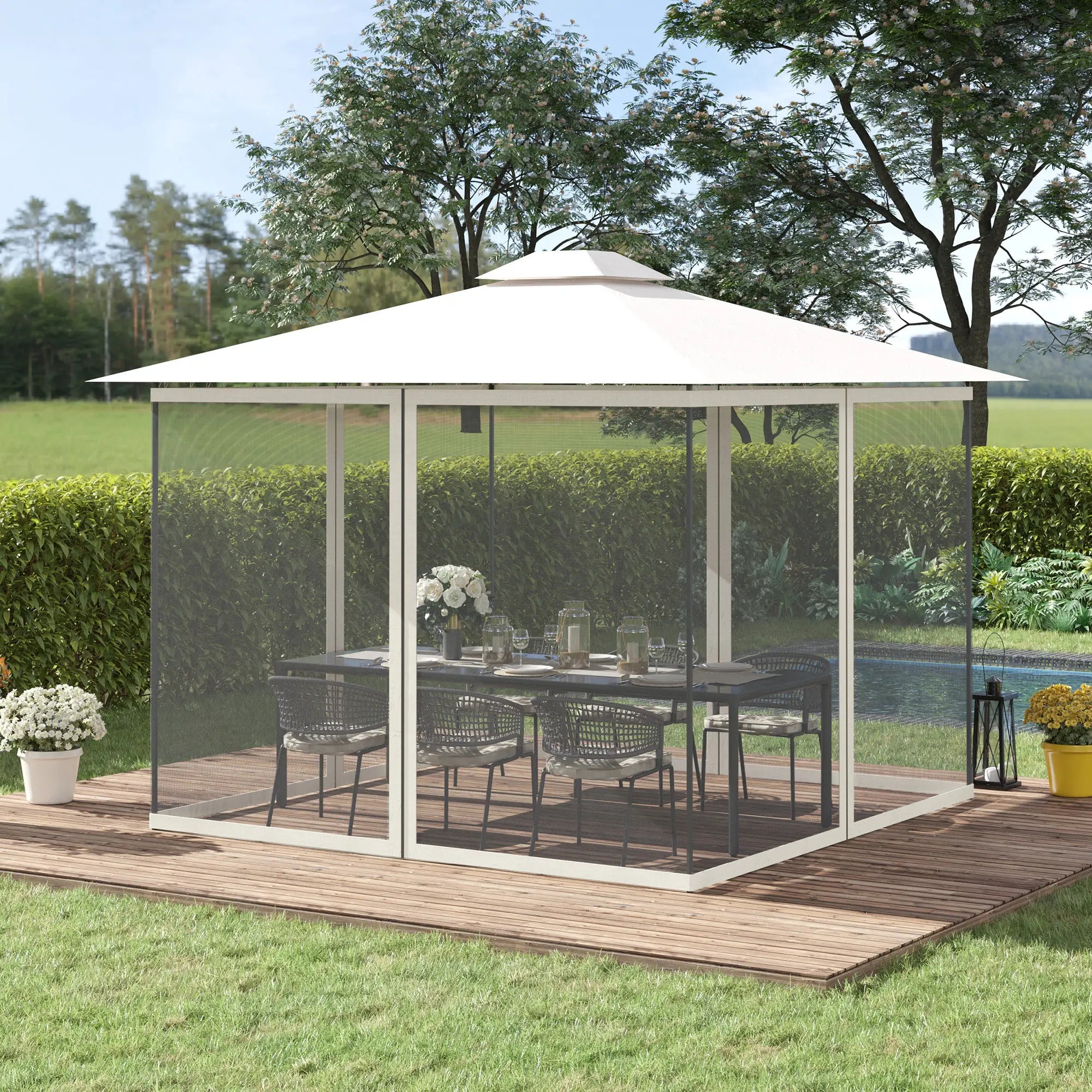 Replacement Mosquito Netting, 10' x 10', Black, White Gazebos at Gallery Canada