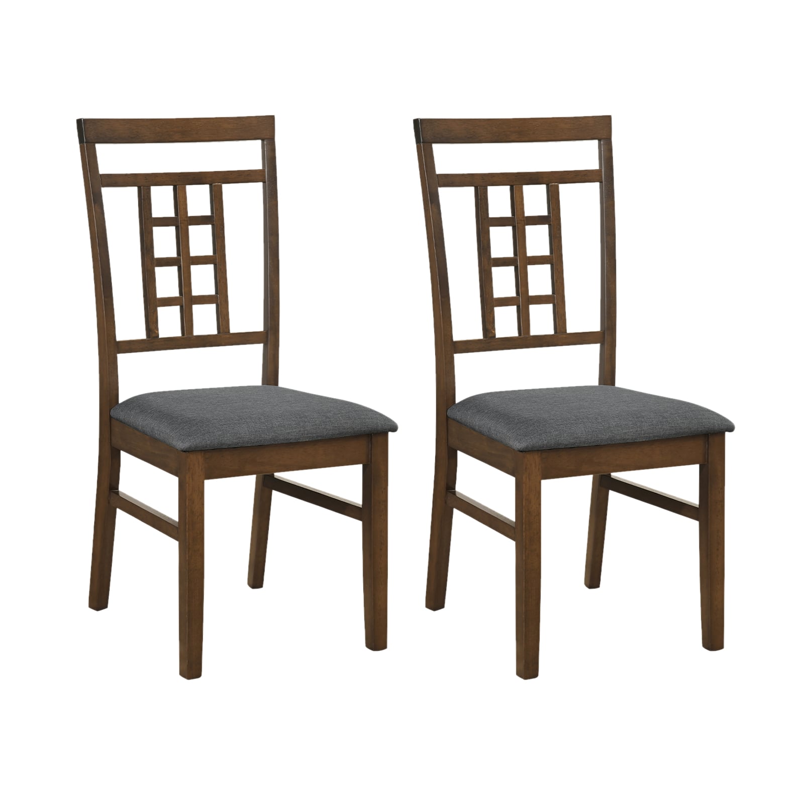 Rubber Wood Dining Chairs, Set of 2, Lattice Back, Brown Dining Chairs Brown at Gallery Canada