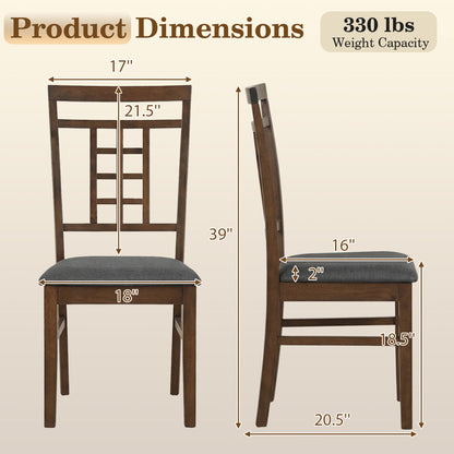 Rubber Wood Dining Chairs, Set of 2, Lattice Back, Brown Dining Chairs at Gallery Canada