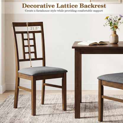 Rubber Wood Dining Chairs, Set of 2, Lattice Back, Brown Dining Chairs at Gallery Canada