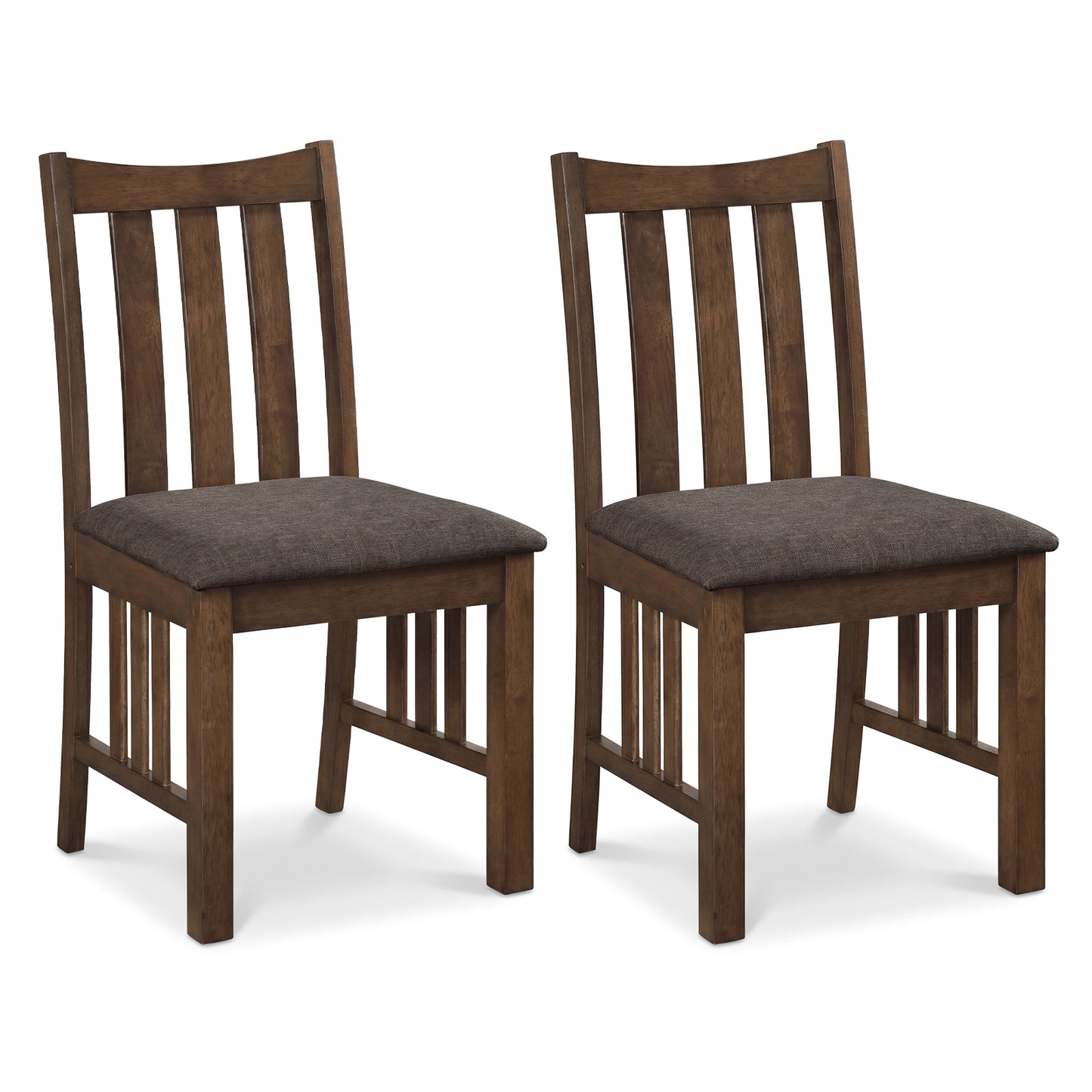 Rubber Wood Dining Chairs, Set Of 2, Slat Back, Brown Dining Chairs at Gallery Canada