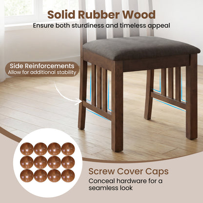 Rubber Wood Dining Chairs, Set Of 2, Slat Back, Brown Dining Chairs at Gallery Canada