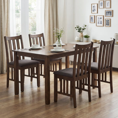 Rubber Wood Dining Chairs, Set of 4, Slat Back, Brown Dining Chairs at Gallery Canada