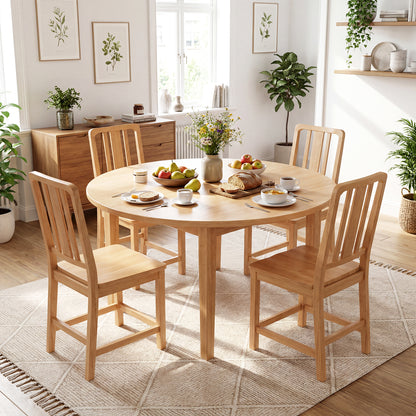 Rubber Wood Dining Chairs, Set of 2, Hollowed Backrest, Natural Dining Chairs at Gallery Canada