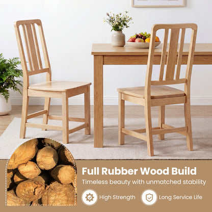 Rubber Wood Dining Chairs, Set of 2, Hollowed Backrest, Natural Dining Chairs at Gallery Canada