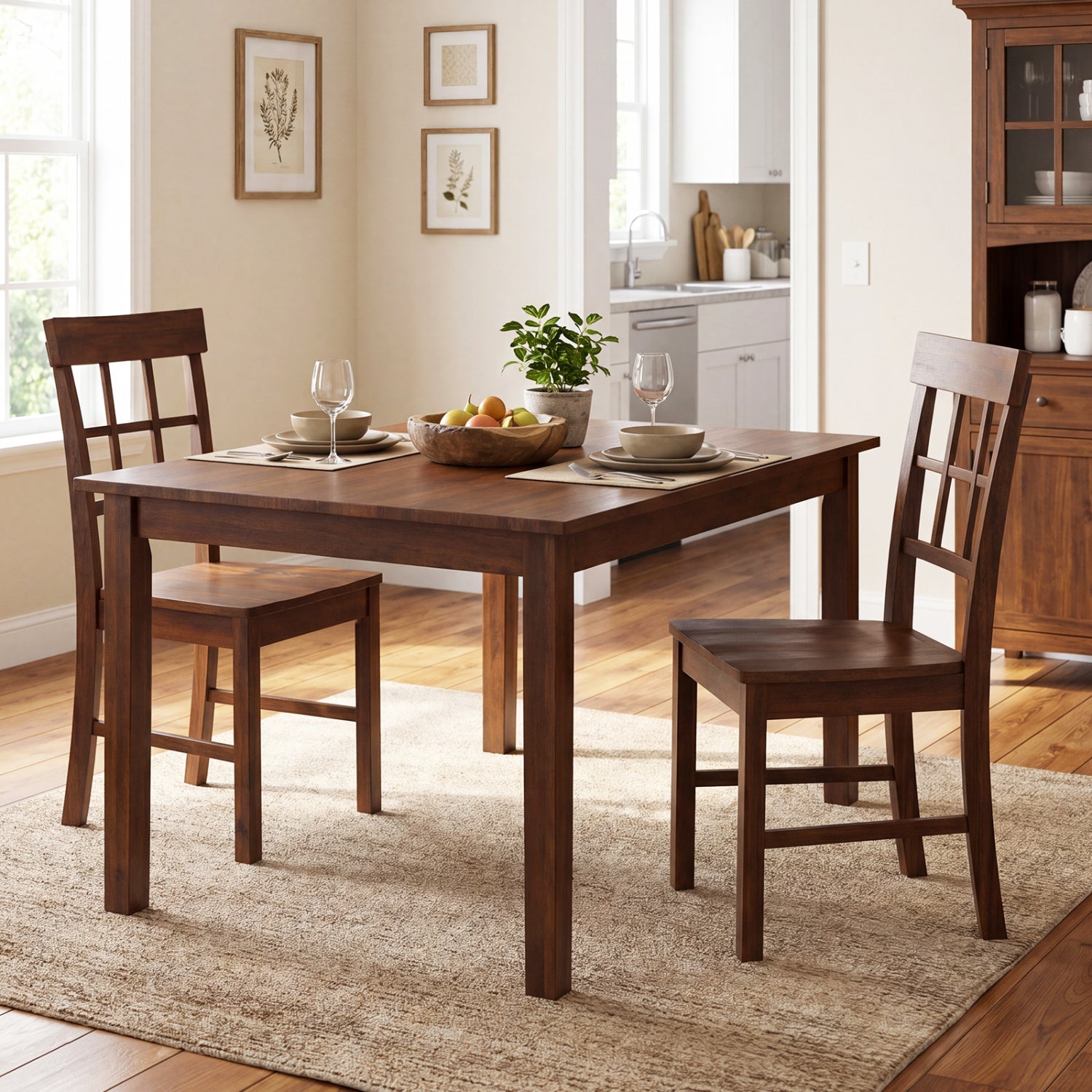 Rubber Wood Dining Chairs Set of 4, Dark Brown Dining Chairs at Gallery Canada