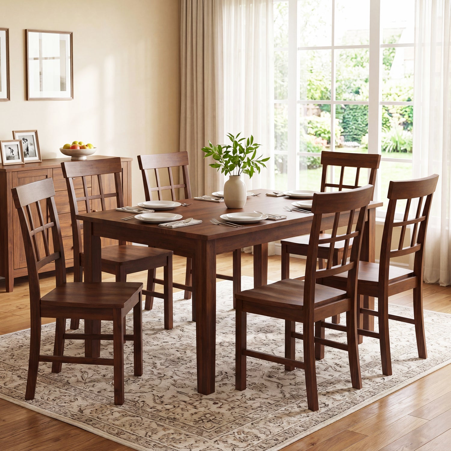 Rubber Wood Dining Chairs Set of 4, Dark Brown Dining Chairs at Gallery Canada