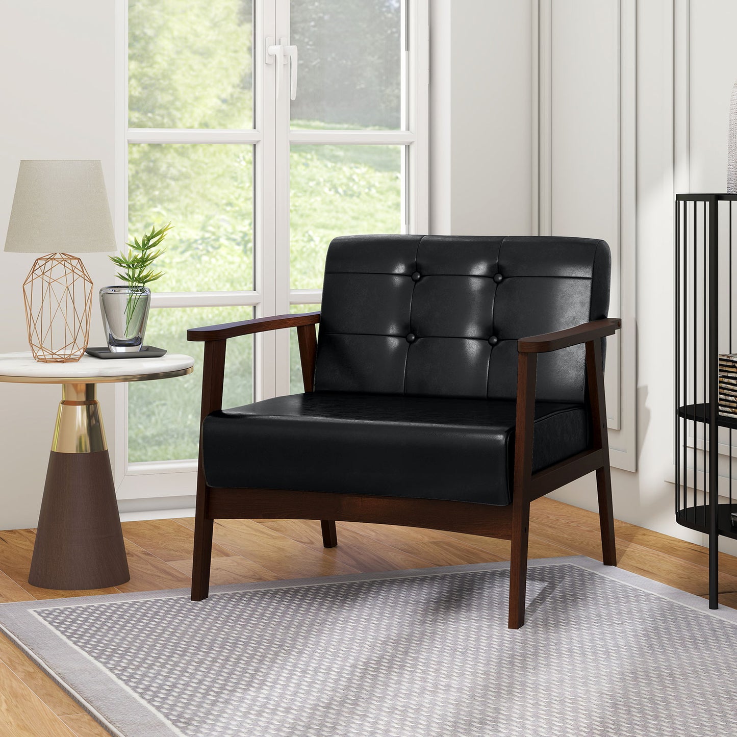 Rubber Wood Frame Accent Chair, With Armrest, Black Accent Chairs at Gallery Canada