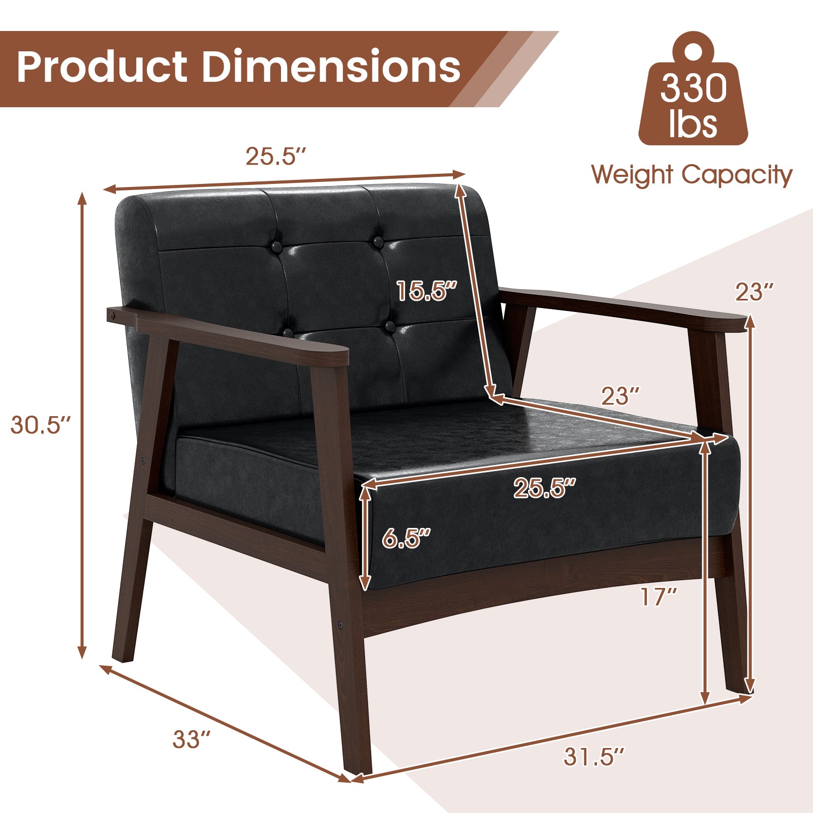 Rubber Wood Frame Accent Chair, With Armrest, Black Accent Chairs at Gallery Canada