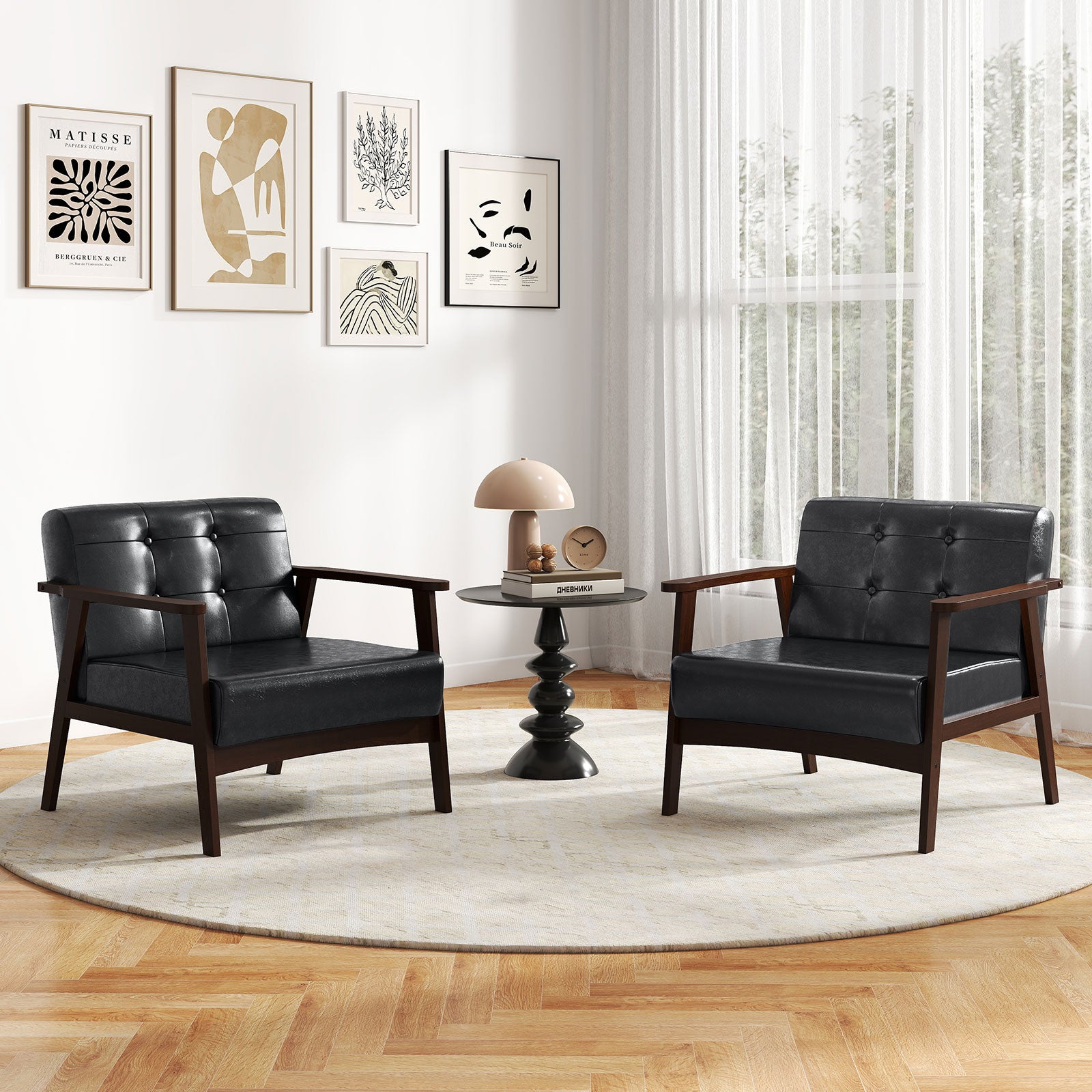 Rubber Wood Frame Accent Chair, With Armrest, Black Accent Chairs at Gallery Canada