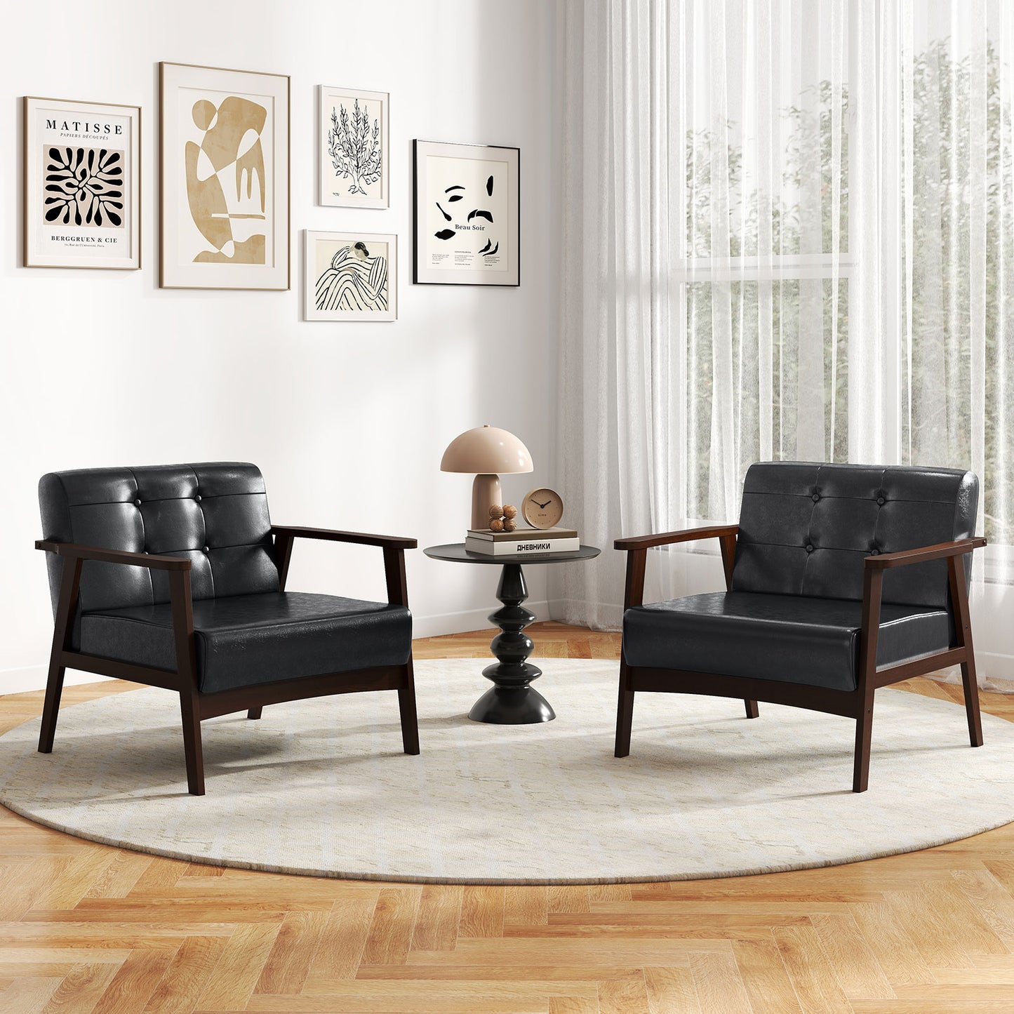 Rubber Wood Frame Accent Chair, With Armrest, Black Accent Chairs at Gallery Canada